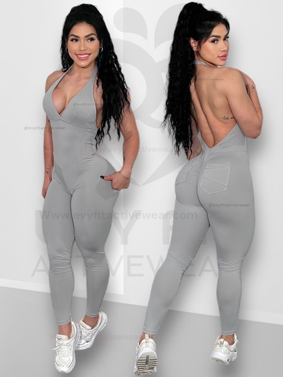 GRAY POCKETS JUMPSUIT