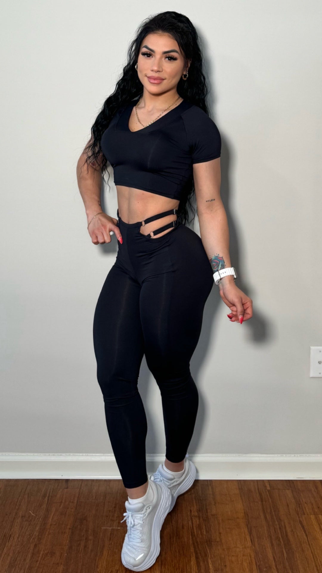 BLACK LEGGINGS V SCRUNCH (side adjustment)