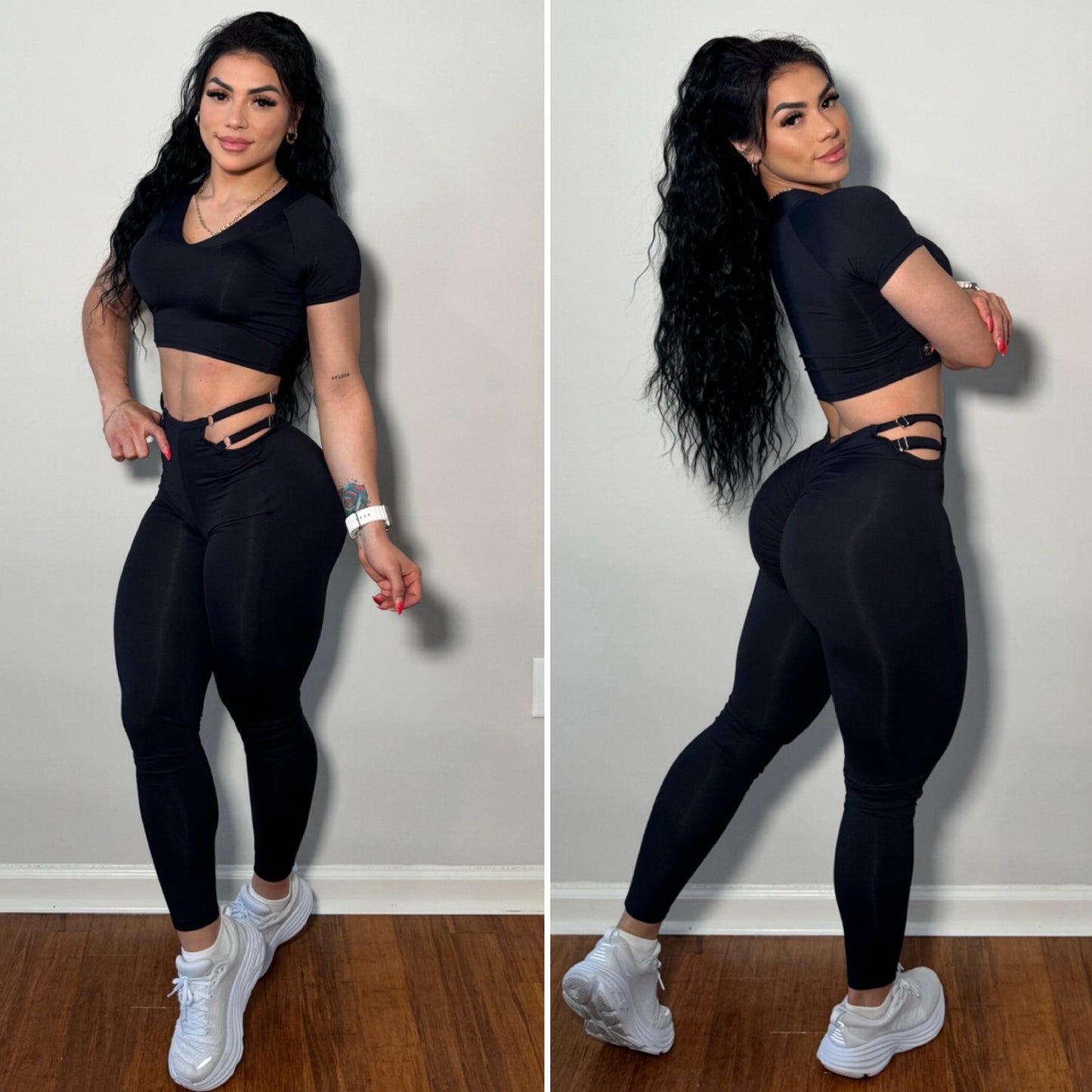 BLACK LEGGINGS V SCRUNCH (side adjustment)