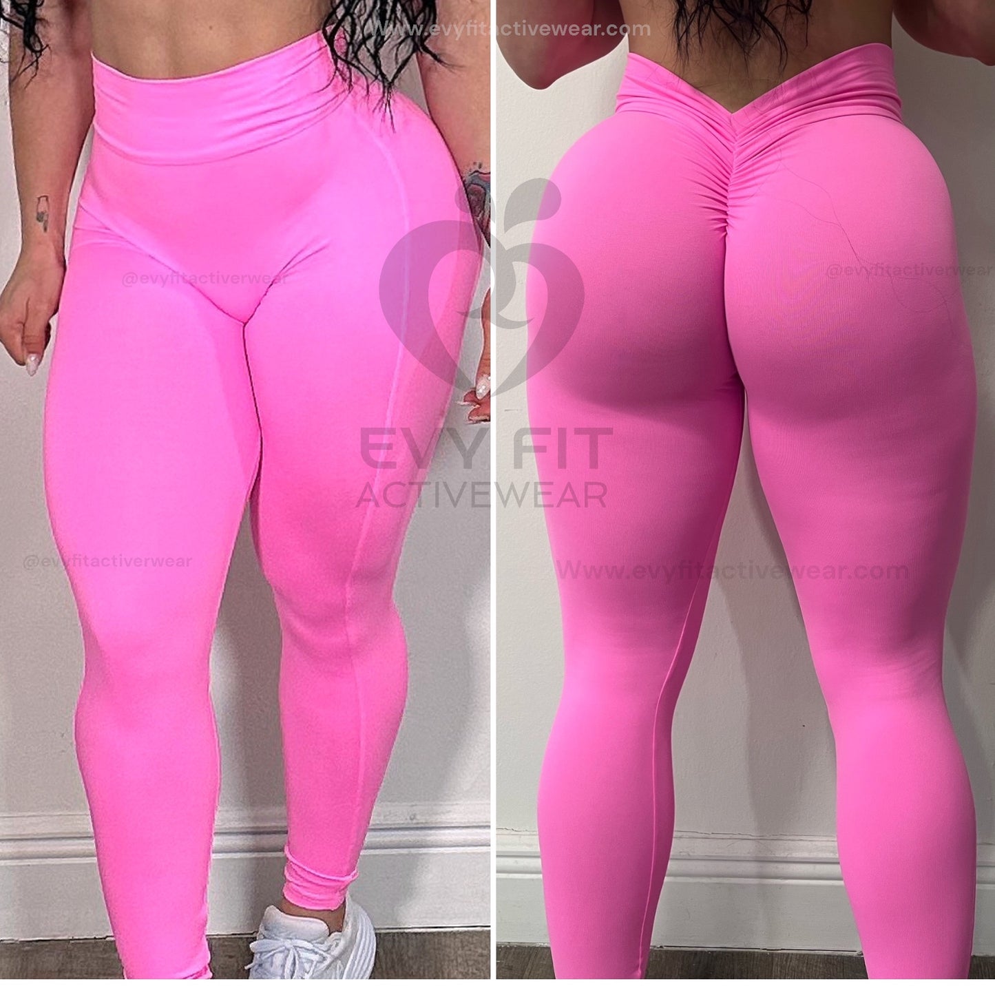 V SCRUNCH BABY PINK LEGGINGS