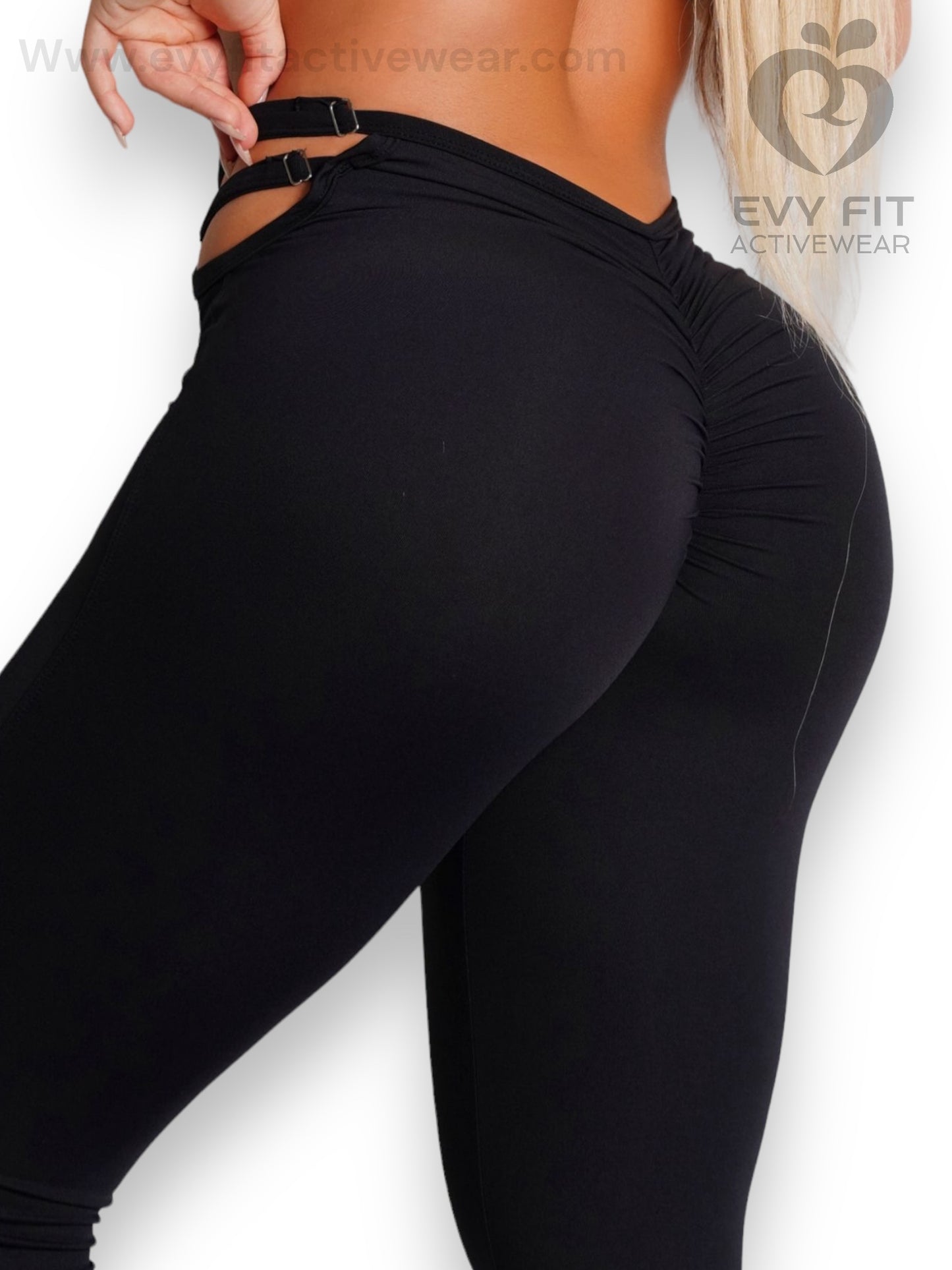 BLACK LEGGINGS V SCRUNCH (side adjustment)