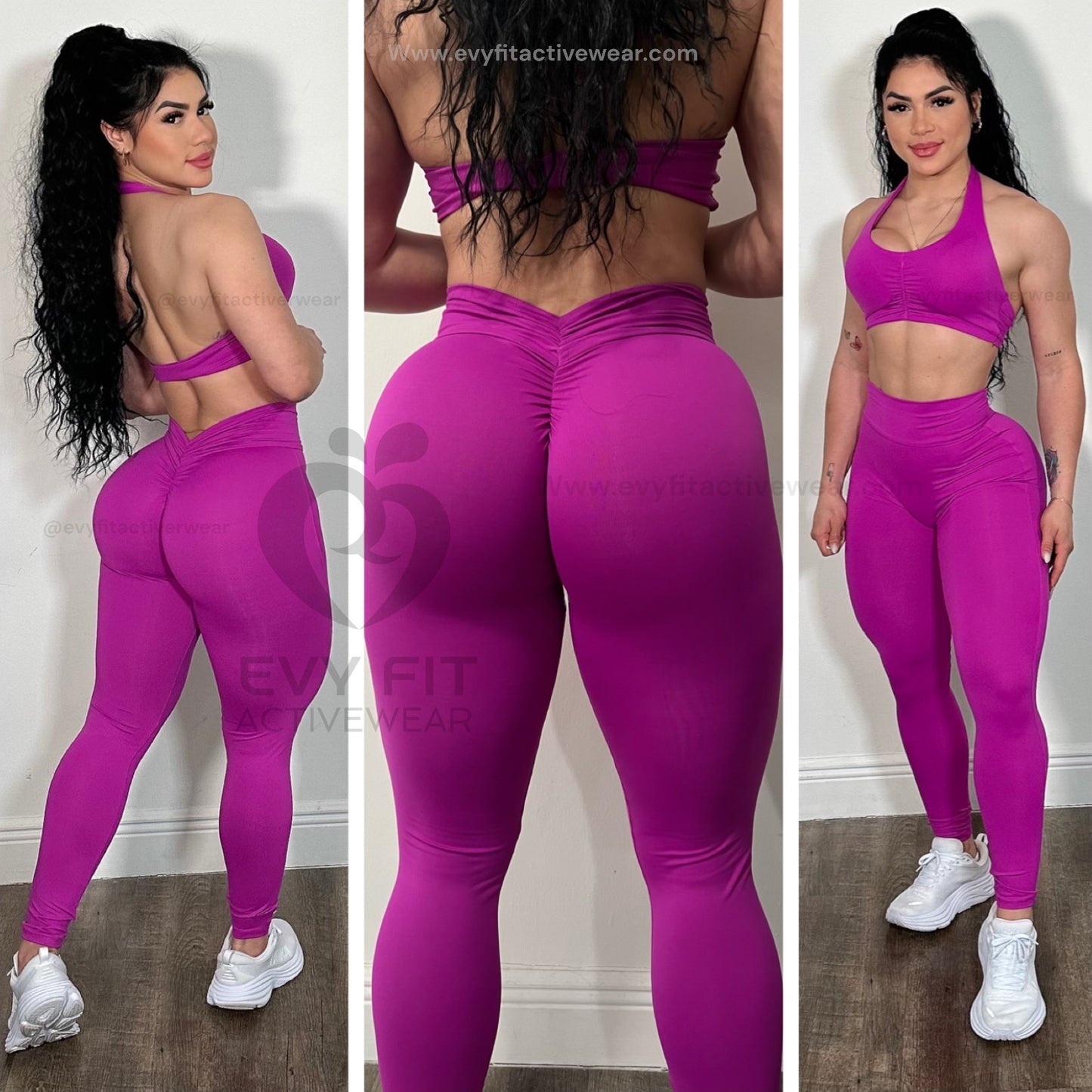 V SCRUNCH PURPLE LEGGINGS