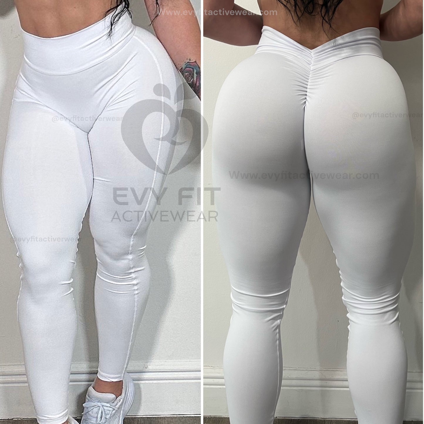 V SCRUNCH LEGGINGS White