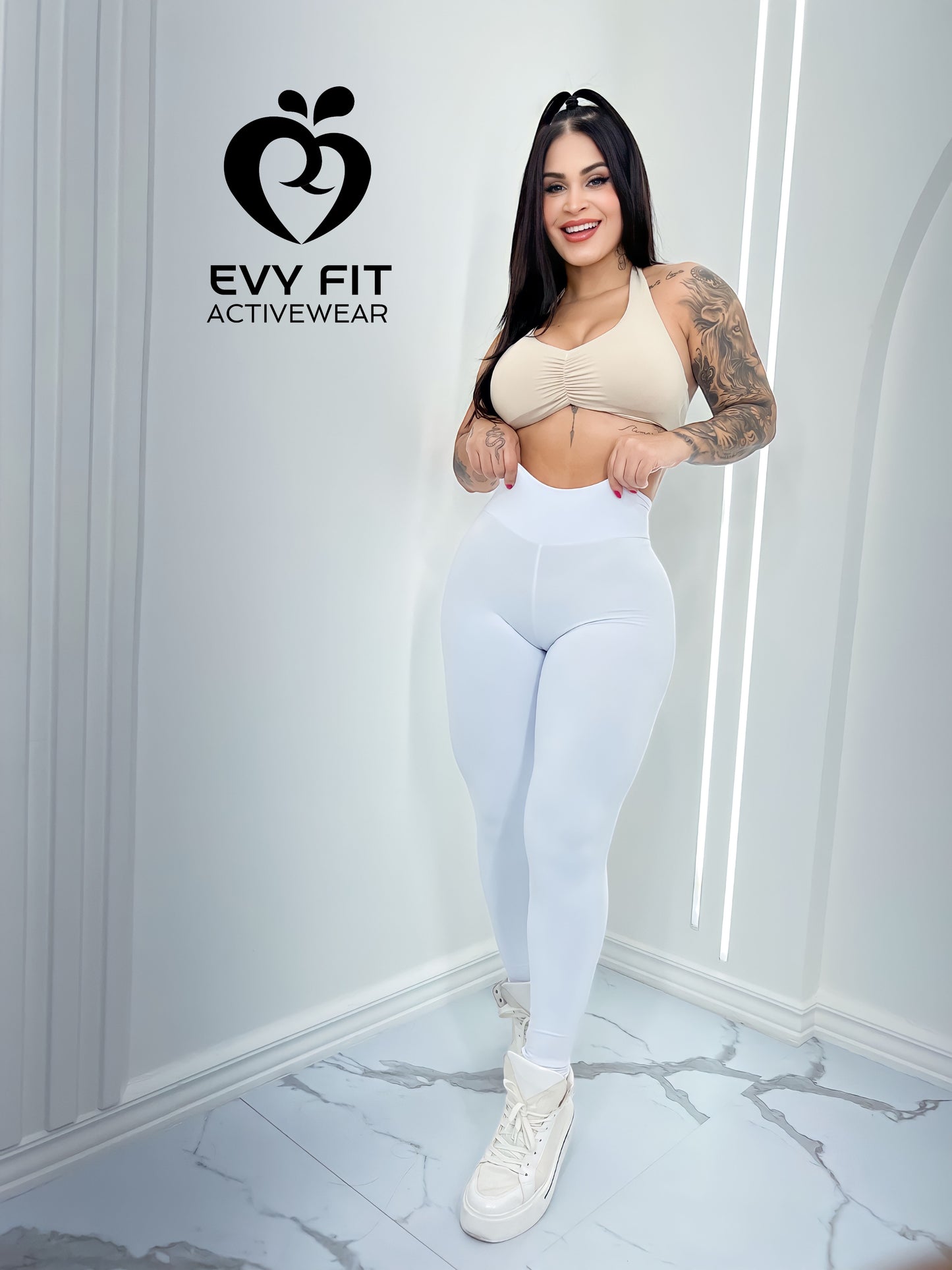 V SCRUNCH LEGGINGS White