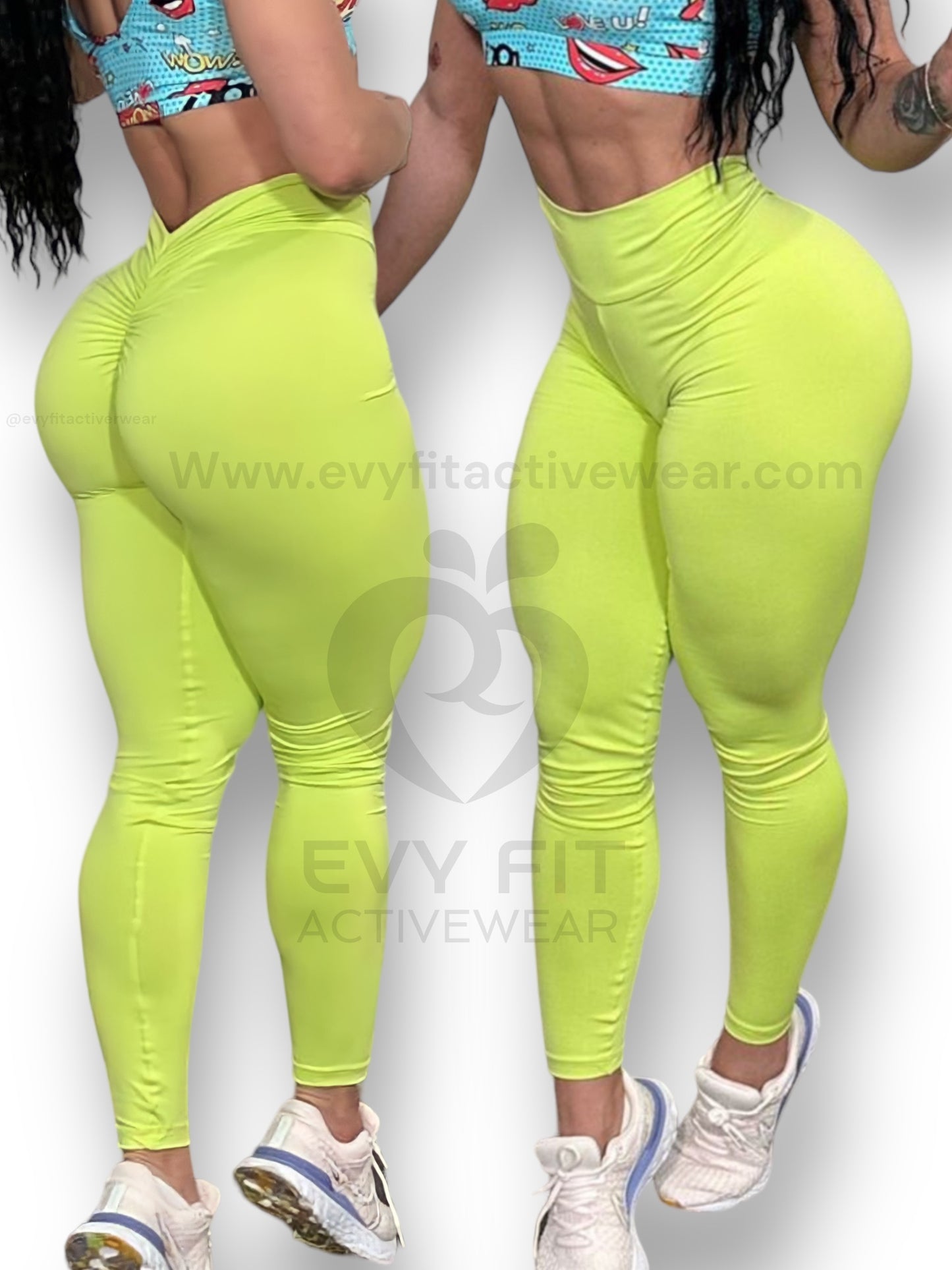 V SCRUNCH LEGGINGS Neon green