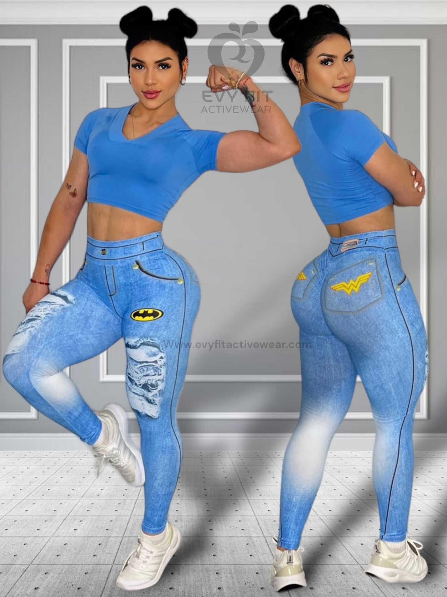 WONDER WOMAN FAKE JEANS SEAMLESS FRONT