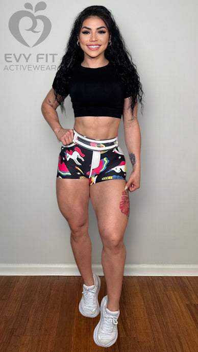 UNICORN BLACK SHORTS (fake jeans style)