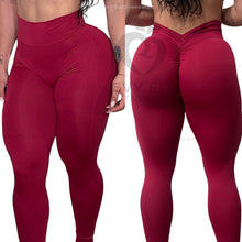 V SCRUNCH WINE CHERRY LEGGINGS