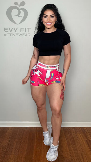 SHORTS UNICORNIO ROSA (estilo jeans falsos)