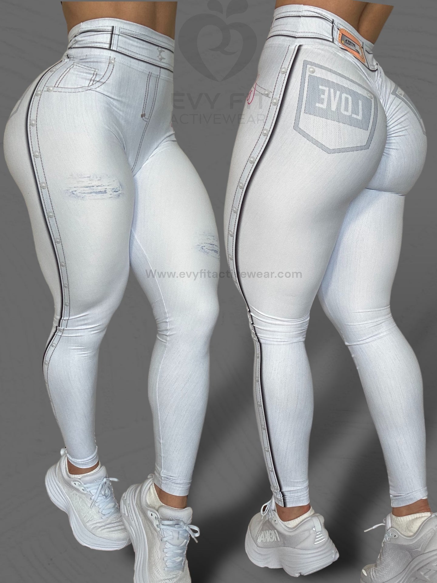 LOVE WHITE FAKE JEANS