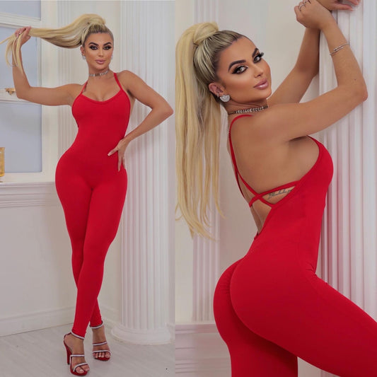 SEAMLESS JUMPSUIT RED