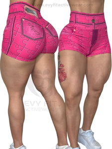 PUZZLE PINK SHORTS (FAKE JEANS STYLE)