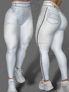 LOVE WHITE FAKE JEANS