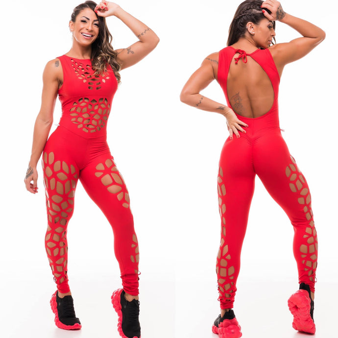 LAZER JUMPSUIT RED