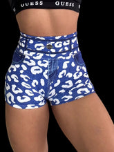 Blue leopard FAKE JEANS SHORTS