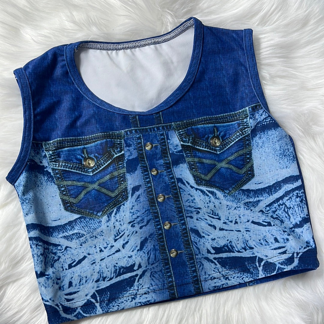 FAKE JEANS TOP