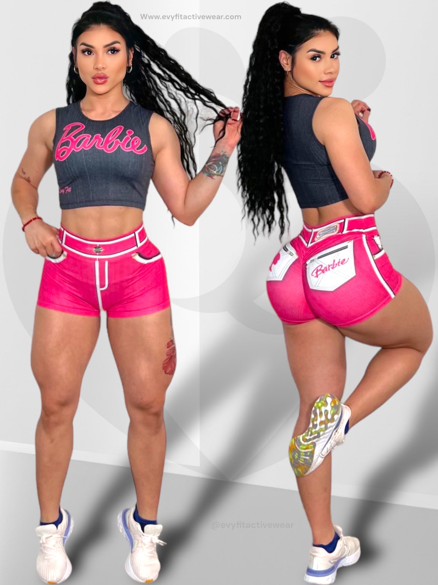 BARBIE PINK FAKE JEANS SHORTS