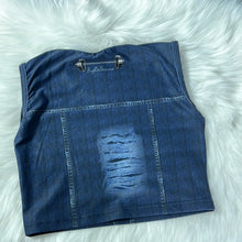 BLUE FAKE JEANS TOP