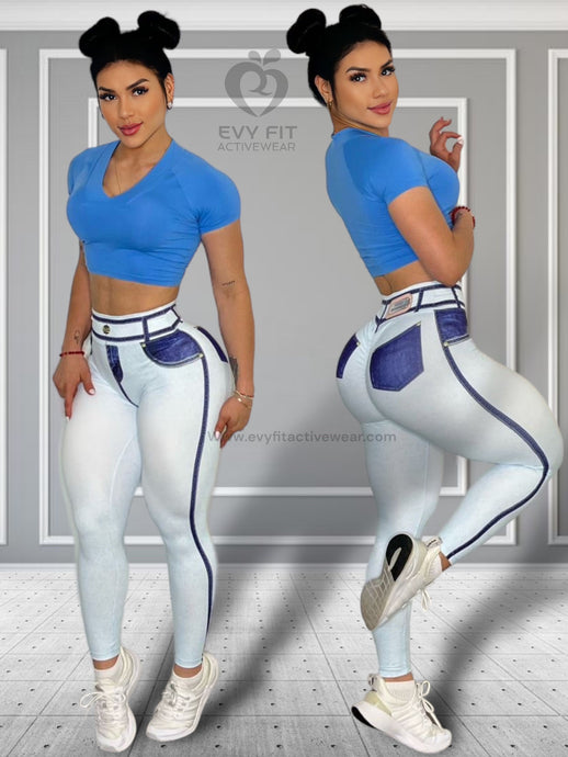 LIGHT FAKE JEANS LEGGINGS
