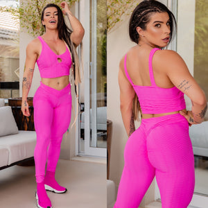 FUCSIA TEXTURED LEGGINGS