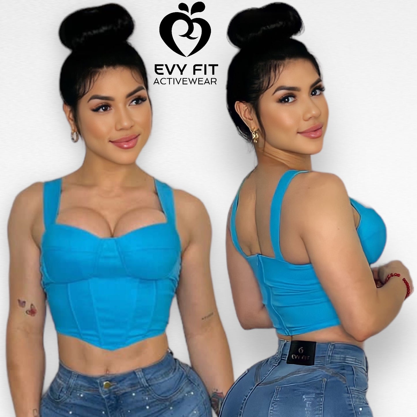 CORSET TOP PUSH UP TURQUOISE