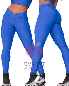 BLUE TEXTURED LEGGINGS