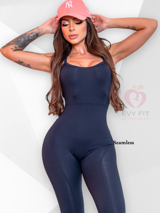 SEAMLESS BLACK JUMPSUIT