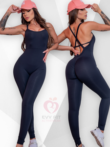 SEAMLESS BLACK JUMPSUIT