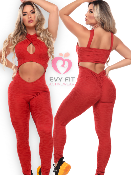 JACQUARD ORANGE  JUMPSUIT SEAMLESS FRONT